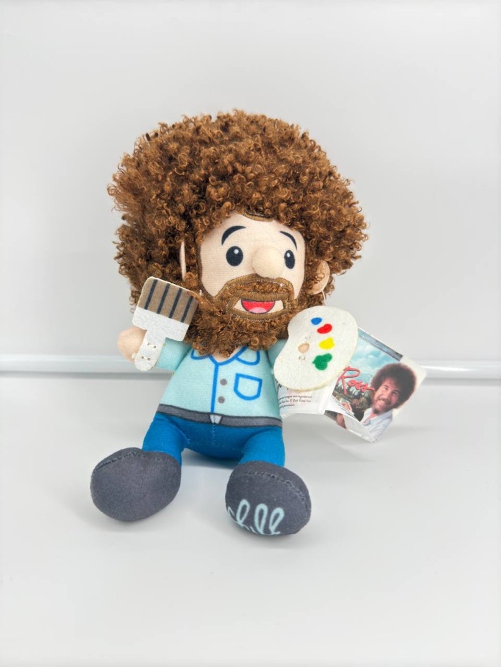 Fiesta Toys Bob Ross 10 inch 10" Plush Toy w/ Paint & Brush Soft Stuffed NWT